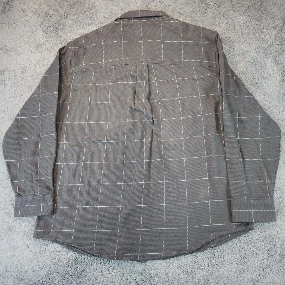 Van Heusen Shacket Men XXL Flannel Windowpane Plaid Long Sleeve Shirt Jacket NWT